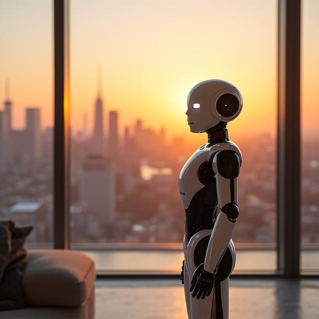 Sleek robot assistant in a modern Toronto living room